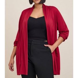 🆕 Red Crepe Open Front Cardigan 1 1X 14 16  Torrid New!